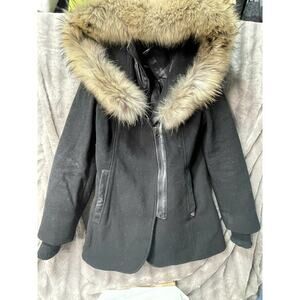 Sicily clothing International Wool Coat lined with Real Fur and‎ Satin Size L